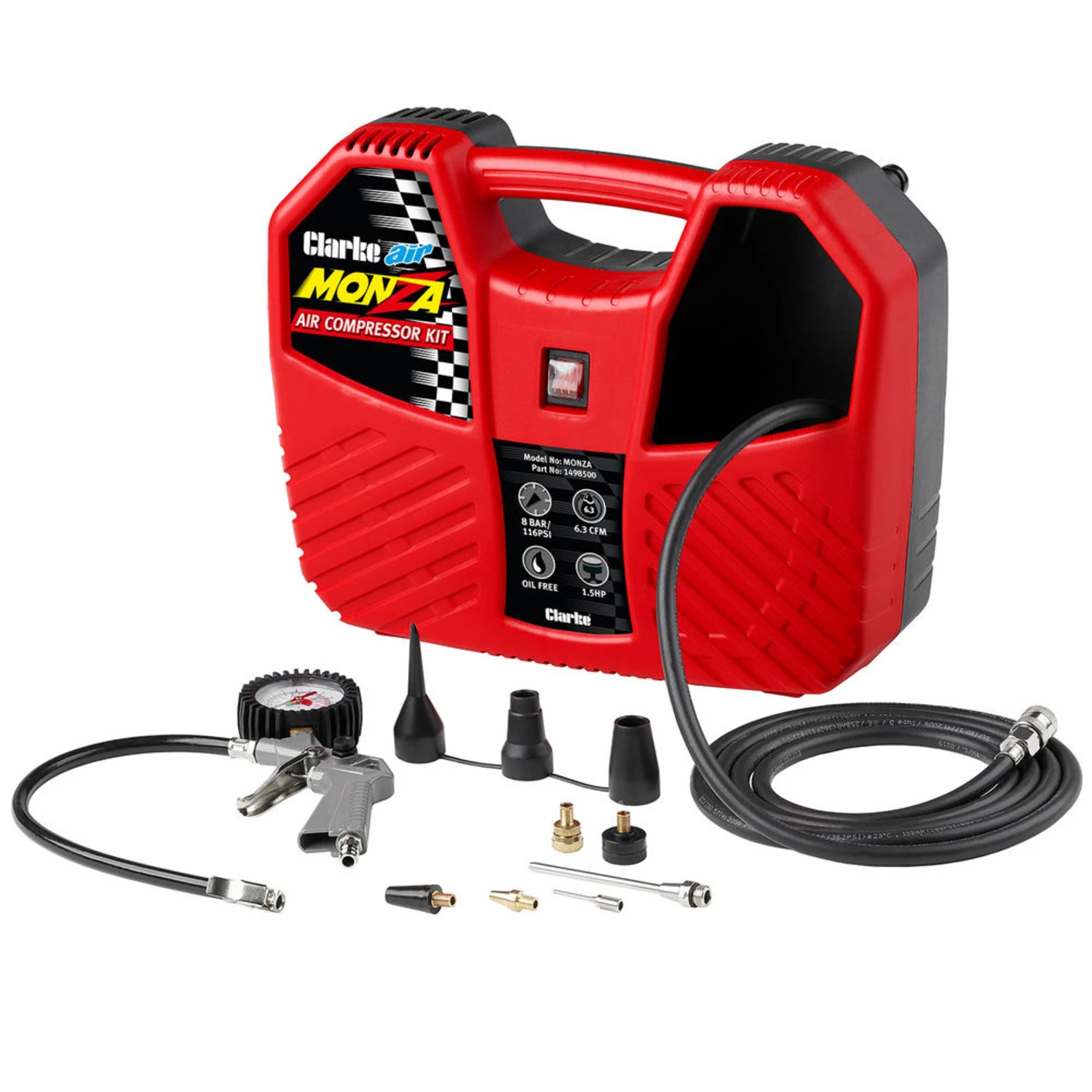 Clarke Monza 6.35cfm 1.5HP Portable Oil Free Air Compressor