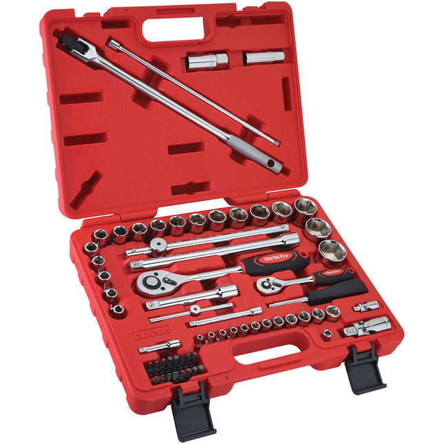 Clarke PRO389 62 Piece 1/2" & 1/4" Drive Socket & Bit Set