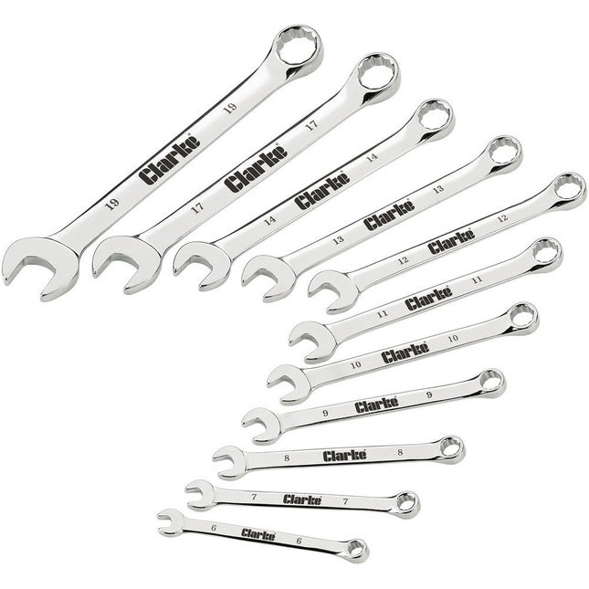 Clarke CHT806 11 Piece 6 - 19mm Combination Spanner Set 