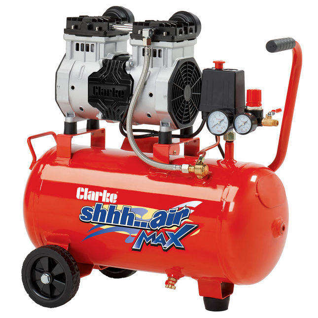 Clarke SHHH24/150 Shhh Air Max 7cfm 24 Litre 1.5HP Low Noise Oil Free Air Compressor (230V)