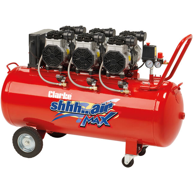 Clarke SHHH AIR MAX 150/550 Triple Pump Low Noise 150L Oil Free Air Compressor (230V)