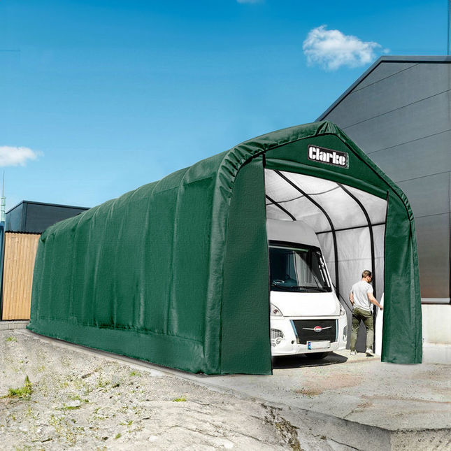 Clarke CIG1640 XX-Large Garage / Workshop with Apex Roof - Green 12 x 4.9 x 4.3m