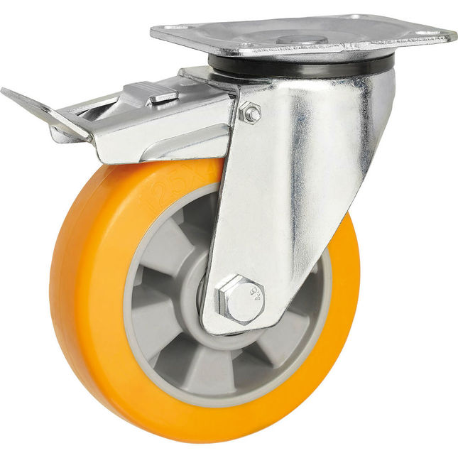 Clarke ML125SBPU 125mm PU Braked Swivel Castor (250kg)