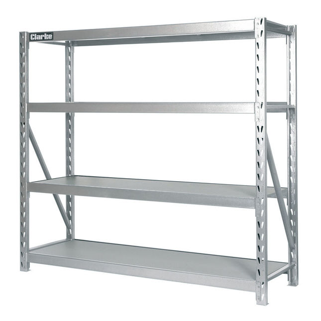 Clarke CS4700 Industrial Shelving with 4 Laminate Board Shelves (Silver)