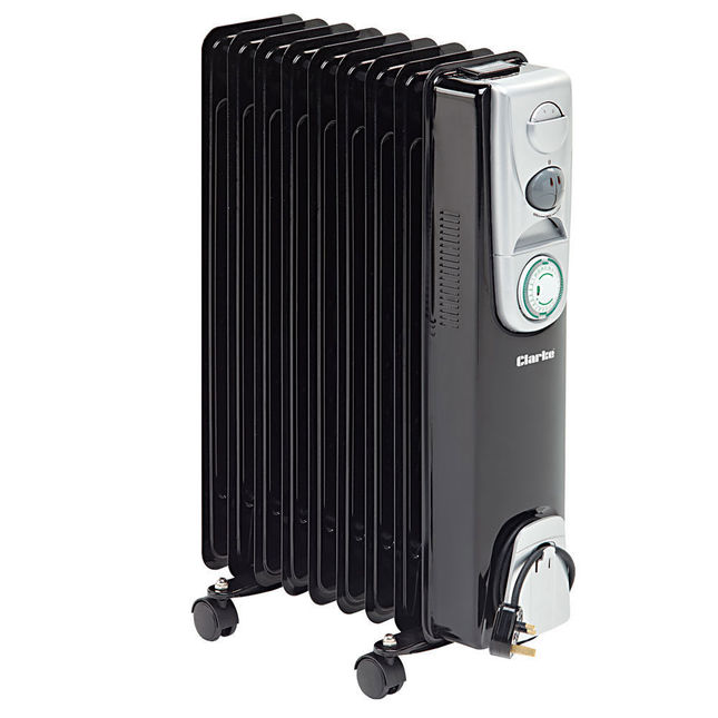 Clarke BR9/200 2kW 9 Fin Black Oil Filled Radiator with Timer
