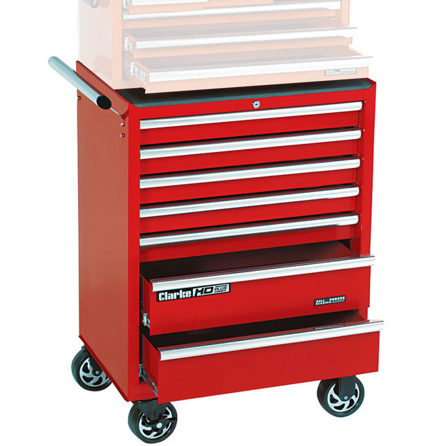 Clarke SL26C Cabinet & 2 Drawer Side Locker (Red) - Clarke